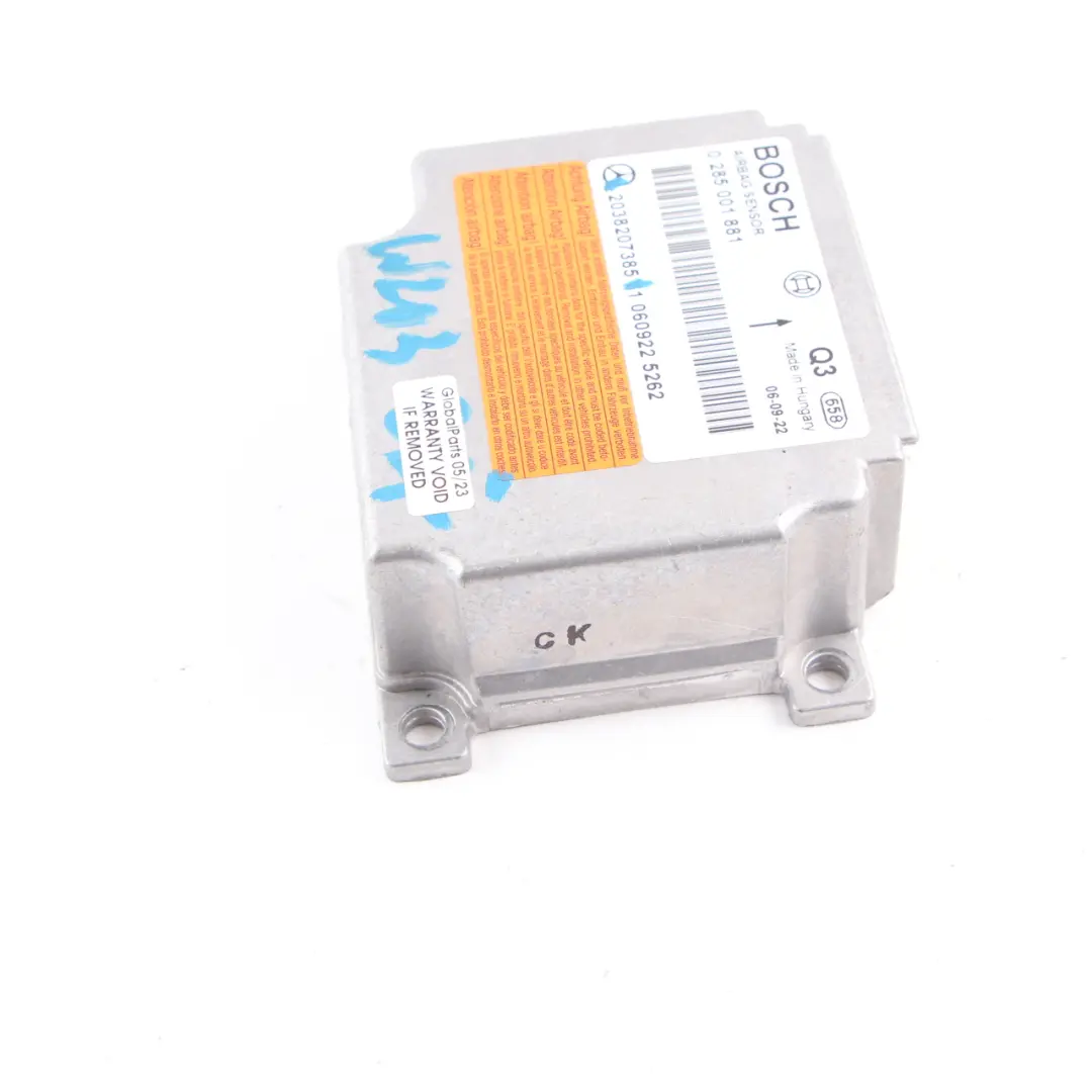 ECU Control Unit Crash Impact Sensor Module Air Module to Mercedes W203 with Part number A2038207385 Mercedes W203 ECU Control Unit Crash Impact Sensor Module Air Module - SKU A2038207385 - Part number A2038207385