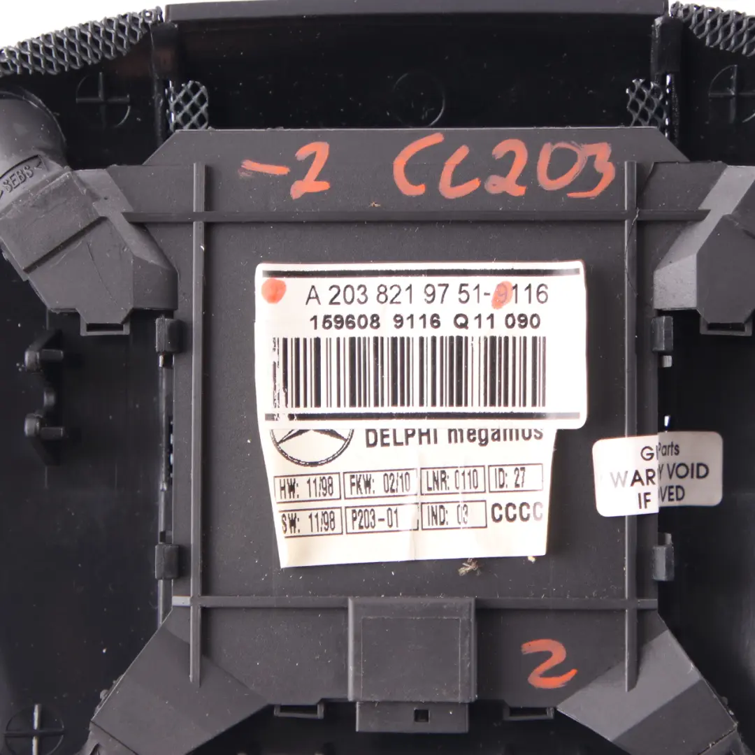 Mercedes W203 CL203 Alarme Avec Détecteur Mouvement Couverture Noire - SKU A2038219751-2 - Numéro de pièce A2038219751