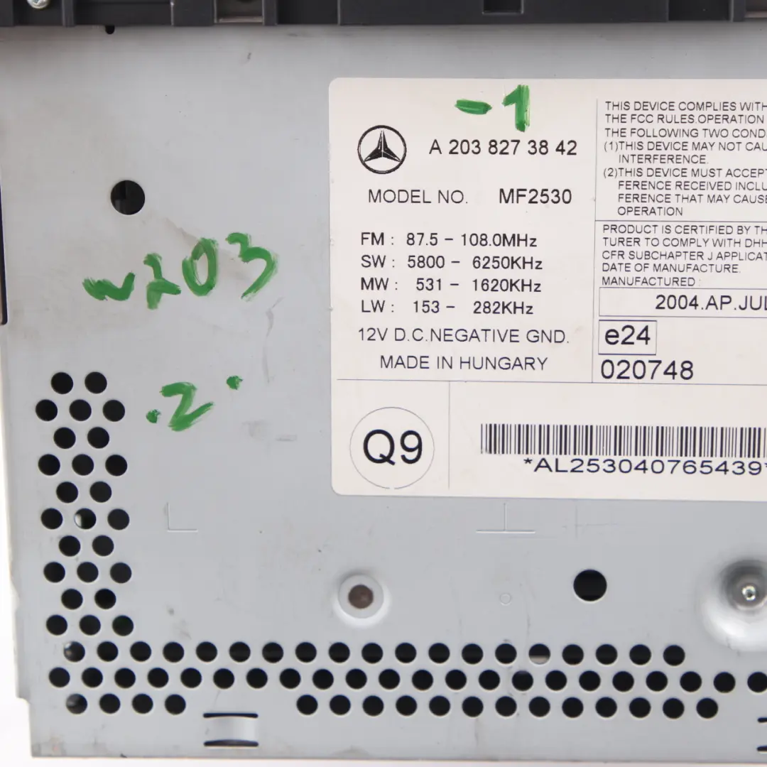 Media Player Radio Audio Phone Head Unit to Mercedes W203 CD with Part number A2038273842 Mercedes W203 CD Media Player Radio Audio Phone Head Unit - SKU A2038273842-1 - Part number A2038273842