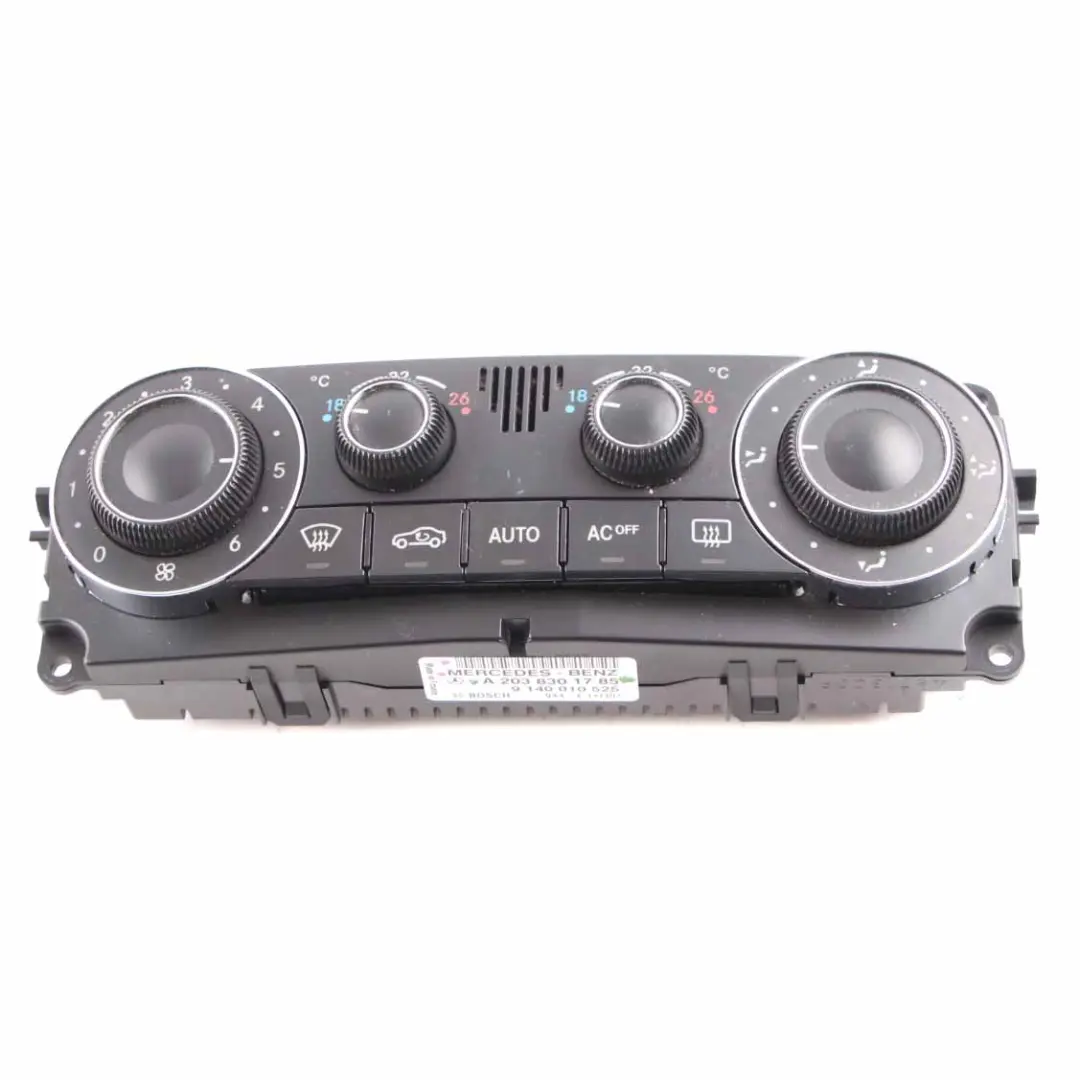 Pannello Interruttore Climatizzatore Aria Condizionata per Mercedes W203 con numero di parte A2038301785 Mercedes W203 Pannello Interruttore Climatizzatore Aria Condizionata - SKU A2038301785 - Numero di parte A2038301785