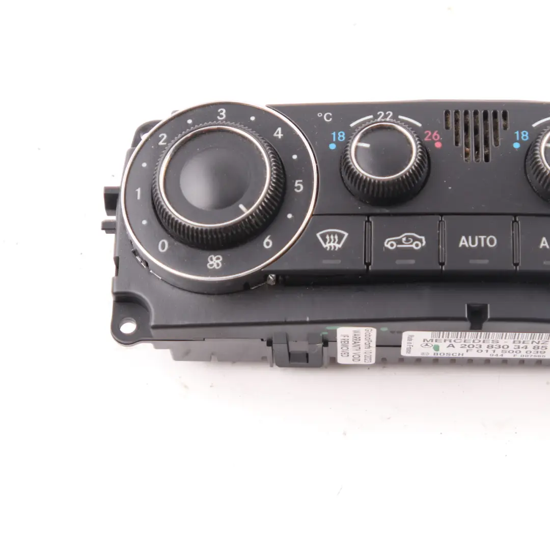 Panel De Control Del Climatizador Mercedes W203 W209 Interruptor A/C para con número de pieza A2038303485 Panel De Control Del Climatizador Mercedes W203 W209 Interruptor A/C - SKU A2038303485 - Número de pieza A2038303485