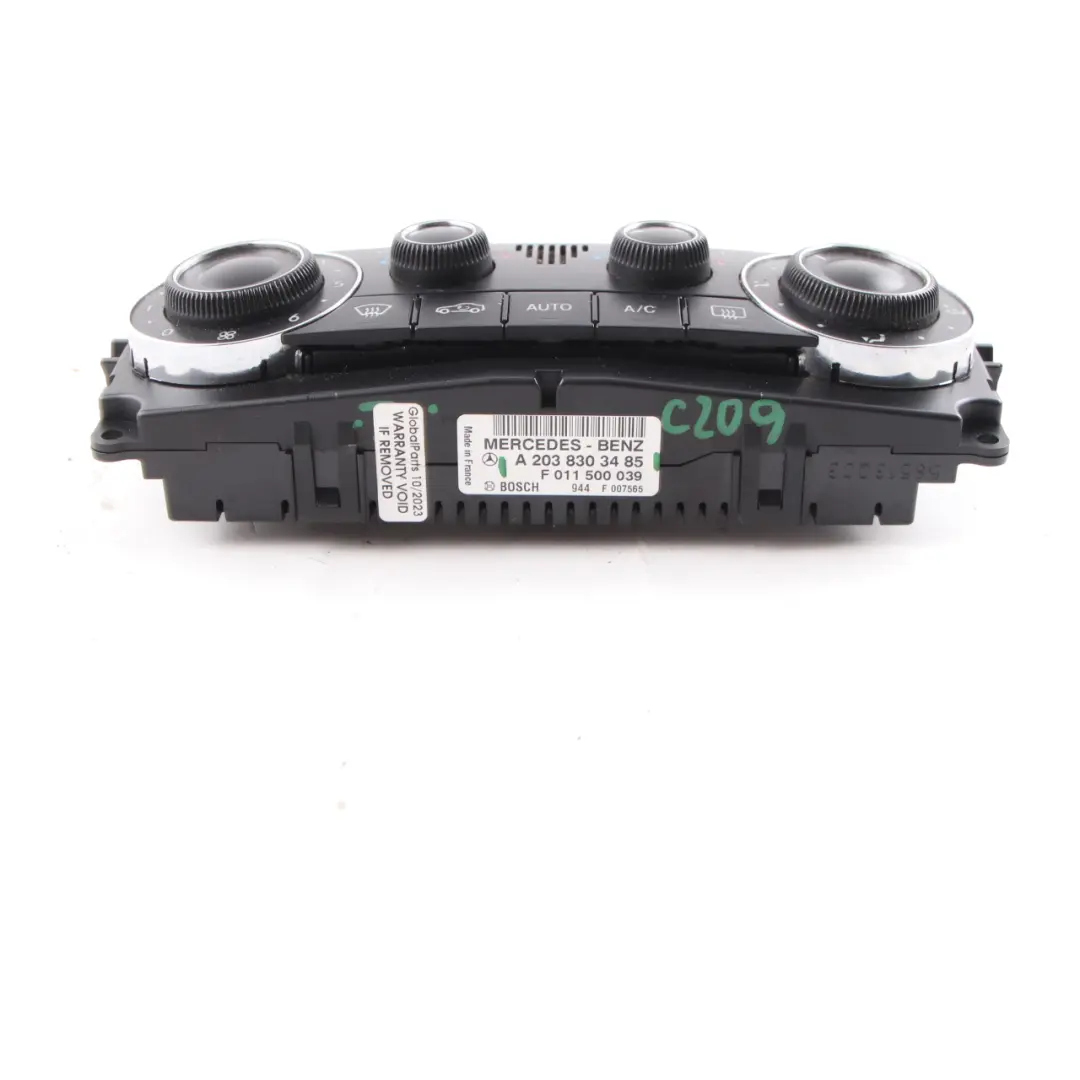  Panneau De Contrôle Climatique Mercedes W203 W209 Interrupteur A/C - SKU A2038303485 - Numéro de pièce A2038303485