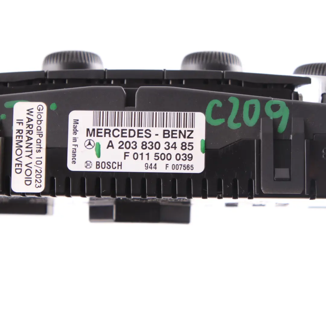  Panneau Contrôle Climatique Mercedes W203 W209 Interrupteur Chauffage A/C Unit - SKU A2038303485 - Numéro de pièce A2038303485