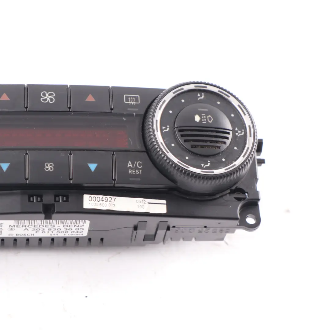 Climate Control Panel Mercedes W203 CLK C209 Heater Switch A/C Unit to with Part number A2038303685 Climate Control Panel Mercedes W203 CLK C209 Heater Switch A/C Unit - SKU A2038303685 - Part number A2038303685