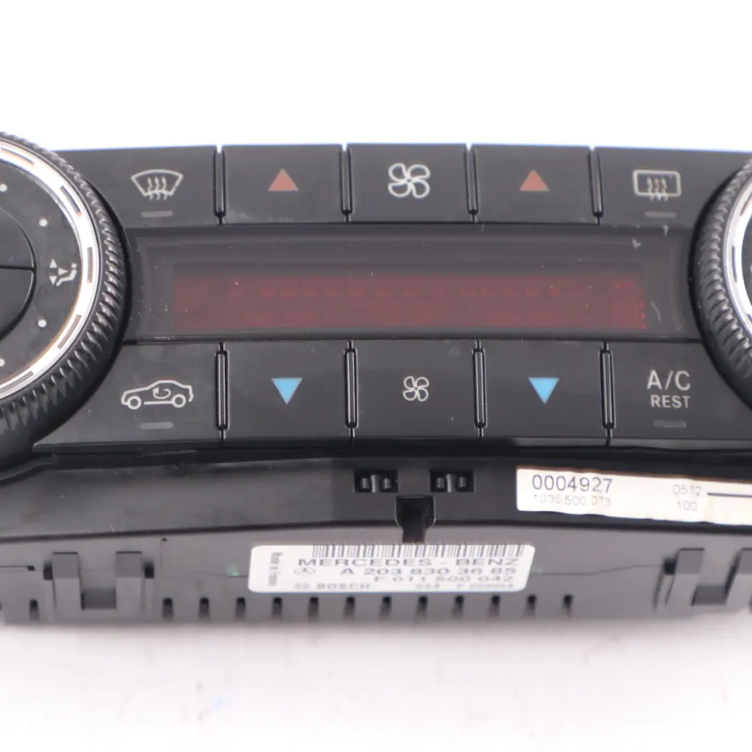 Climate Control Panel Mercedes W203 CLK C209 Heater Switch A/C Unit to with Part number A2038303685 Climate Control Panel Mercedes W203 CLK C209 Heater Switch A/C Unit - SKU A2038303685 - Part number A2038303685
