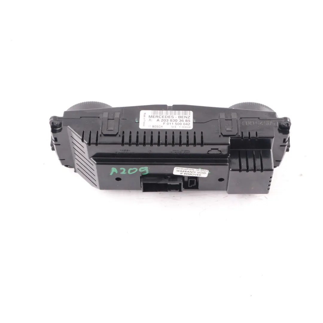 Climate Control Panel Mercedes W203 CLK C209 Heater Switch A/C Unit to with Part number A2038303685 Climate Control Panel Mercedes W203 CLK C209 Heater Switch A/C Unit - SKU A2038303685 - Part number A2038303685