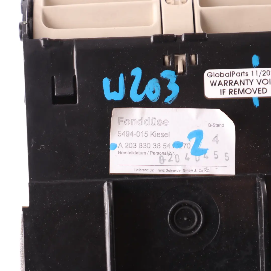 Vent Mercedes W203 CL203 Centre Console Rear Nozzle Grill Beige to Air with Part number A2038303854 Air Vent Mercedes W203 CL203 Centre Console Rear Nozzle Grill Beige - SKU A2038303854-2 - Part number A2038303854