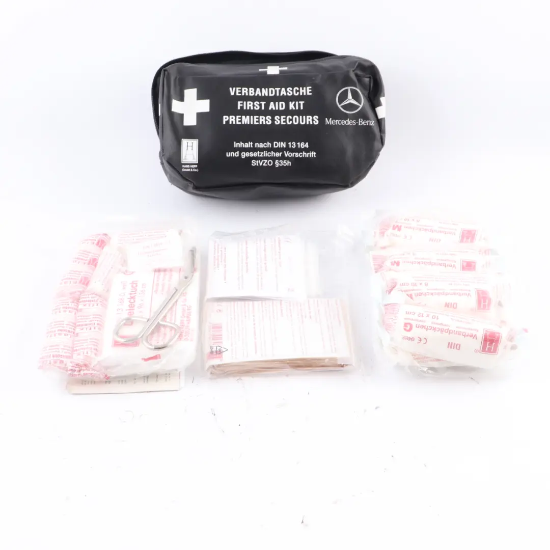 Universal First Aid Emergency Medical Kit Black Pouch to Mercedes with Part number A2038600150 Mercedes Universal First Aid Emergency Medical Kit Black Pouch - SKU A2038600150-1 - Part number A2038600150