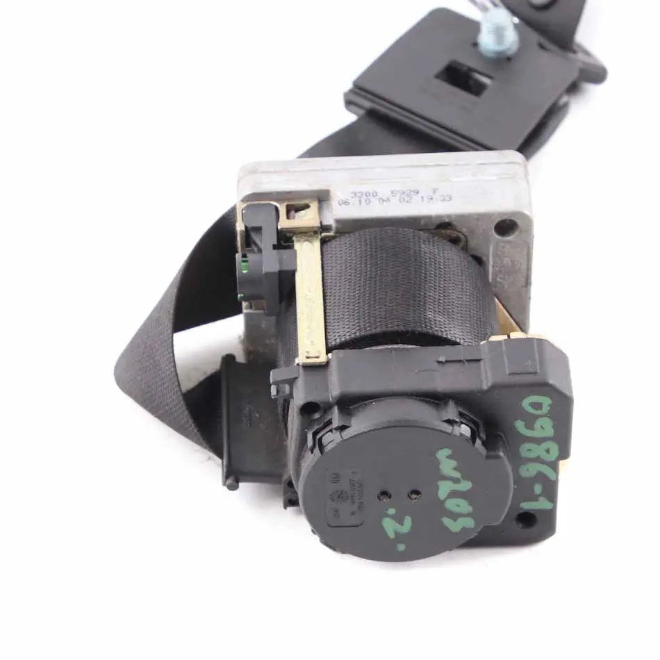 Mercedes W203 Seatbelt Front Left N/S Seat Safety Belt Black - SKU A2038600986-1 - Part number A2038600986