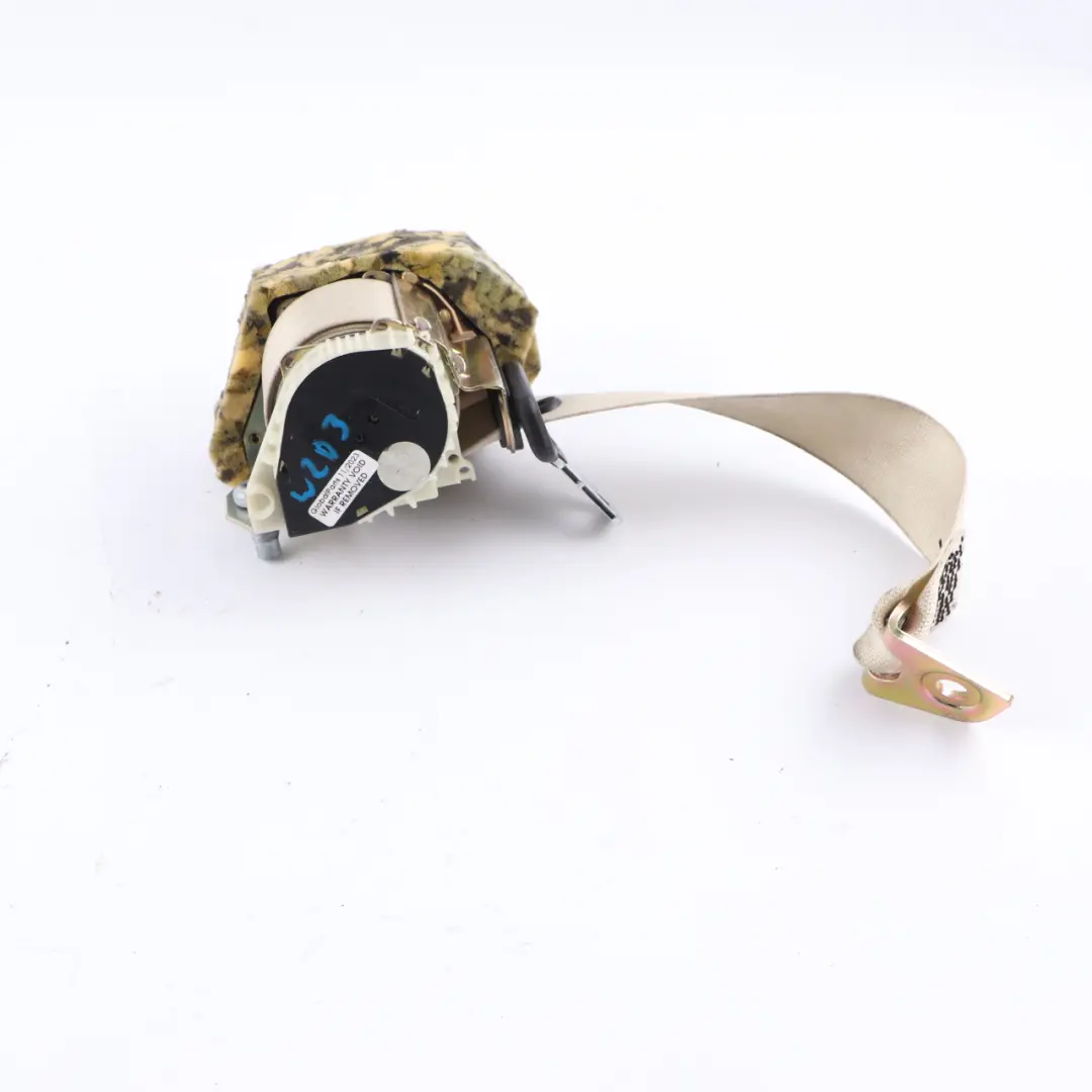 Mercedes W203 Seat Belt Rear Left N/S Safety Upper Belt Beige - SKU A2038608785-2 - Part number A2038608785