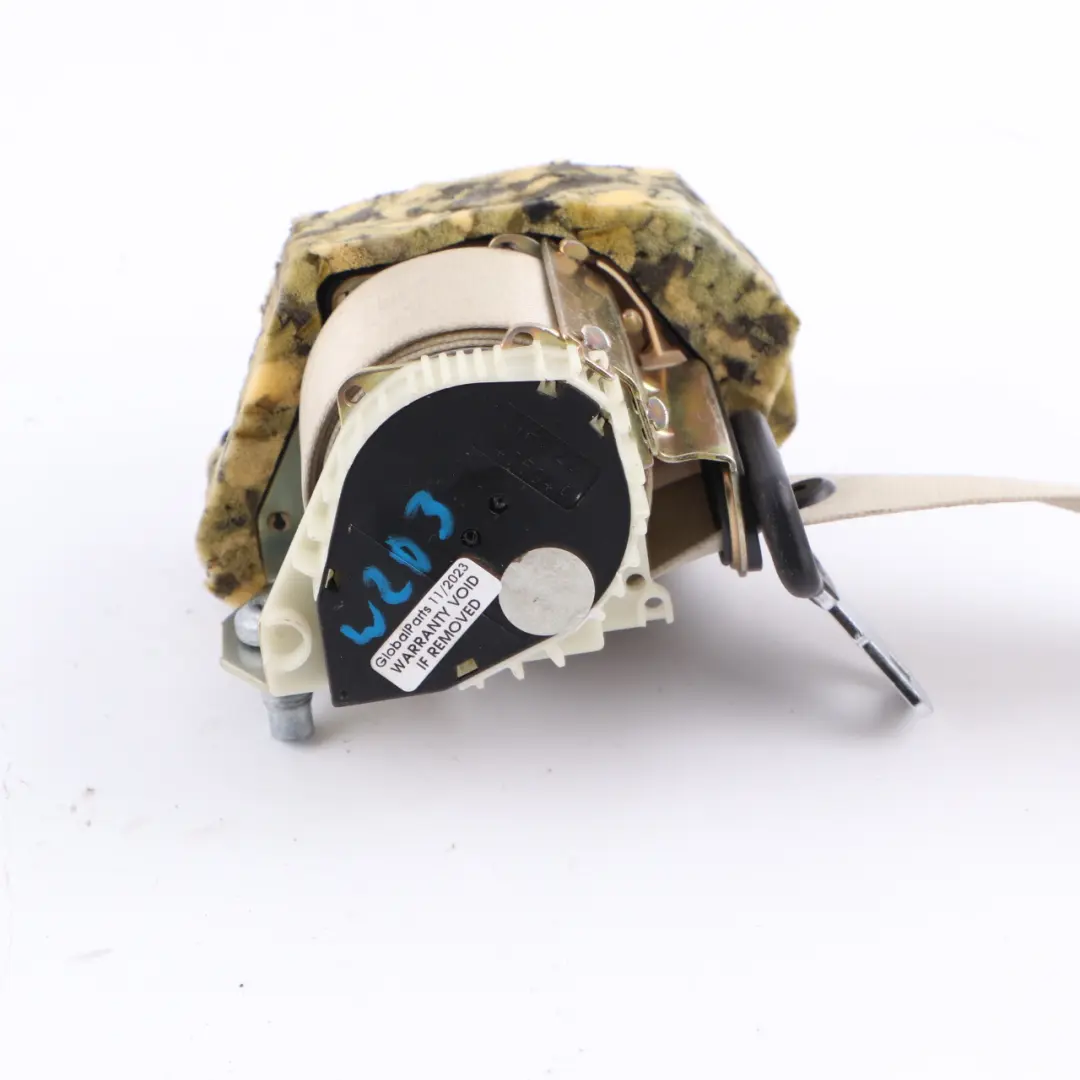 Belt Rear Left N/S Safety Upper Belt Beige to Mercedes W203 Seat with Part number A2038608785 Mercedes W203 Seat Belt Rear Left N/S Safety Upper Belt Beige - SKU A2038608785-2 - Part number A2038608785