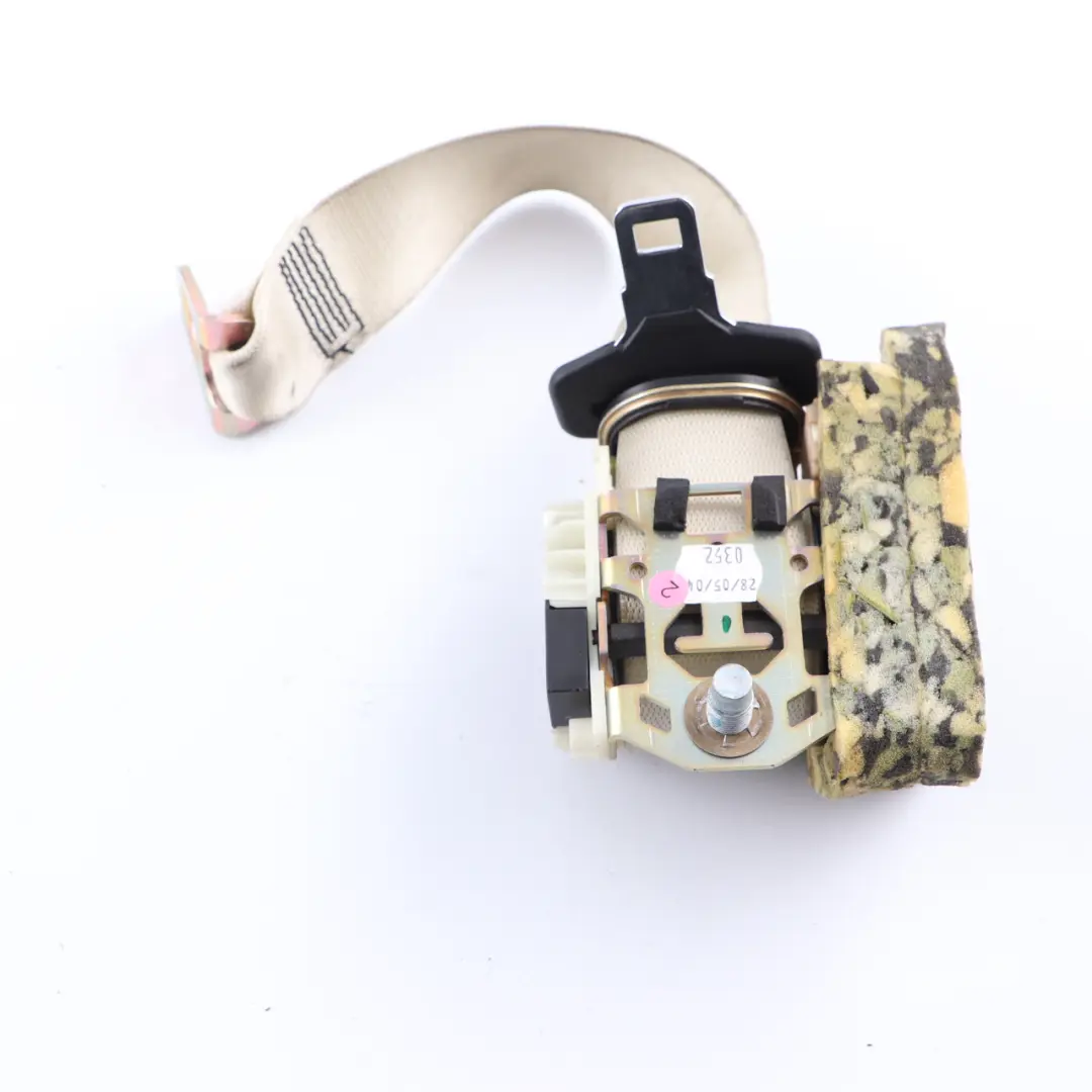 Belt Rear Left N/S Safety Upper Belt Beige to Mercedes W203 Seat with Part number A2038608785 Mercedes W203 Seat Belt Rear Left N/S Safety Upper Belt Beige - SKU A2038608785-2 - Part number A2038608785