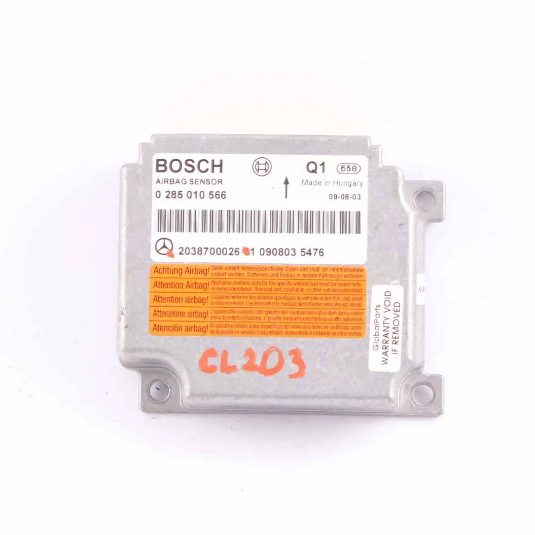 Unidad Control ECU Sensor Impacto Módulo Aire para Mercedes W203 con número de pieza A2038700026 Mercedes W203 Unidad Control ECU Sensor Impacto Módulo Aire - SKU A2038700026 - Número de pieza A2038700026