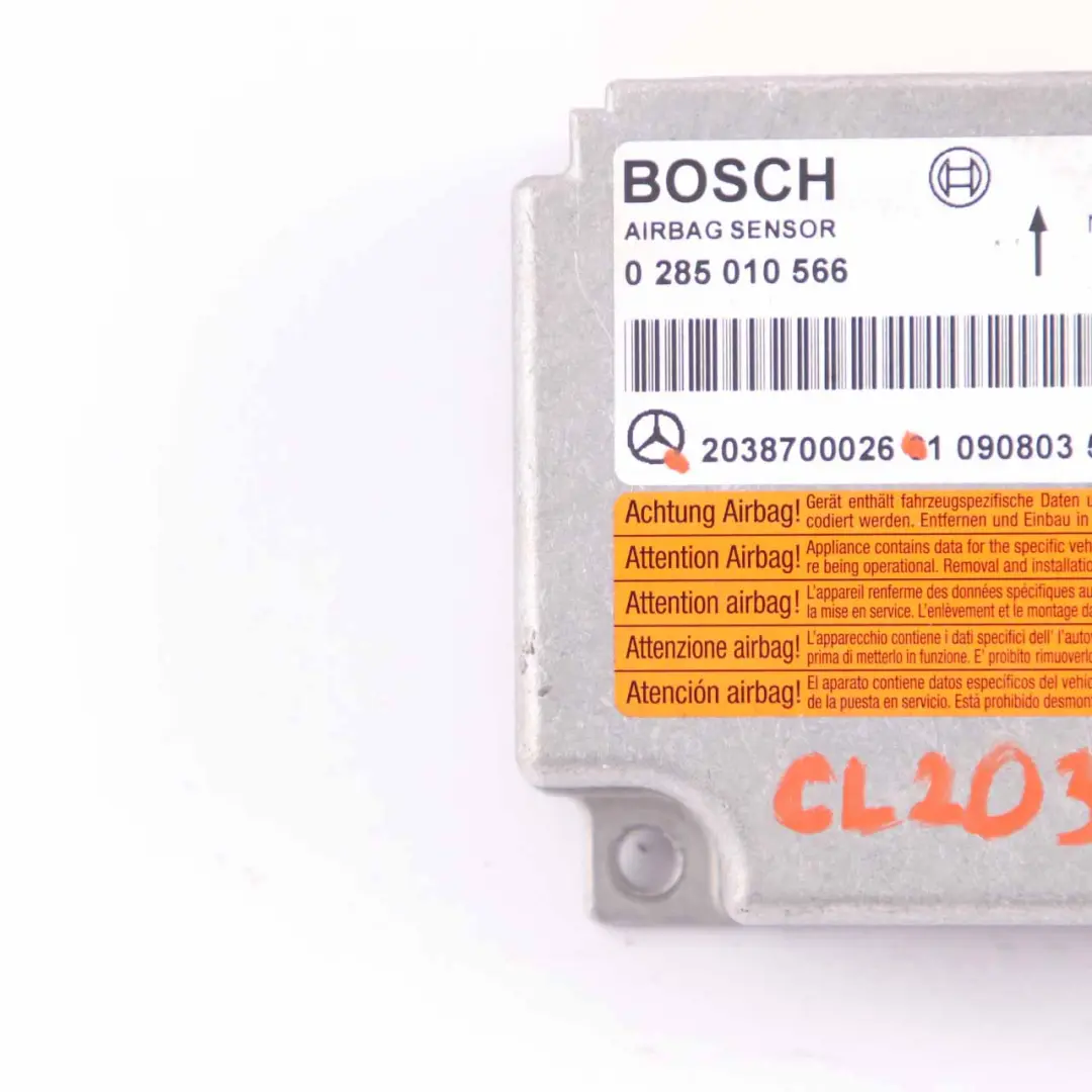 ECU Unidad Control Choque Módulo Sensor Impacto Airbag para Mercedes W203 con número de pieza A2038700026 Mercedes W203 ECU Unidad Control Choque Módulo Sensor Impacto Airbag - SKU A2038700026 - Número de pieza A2038700026