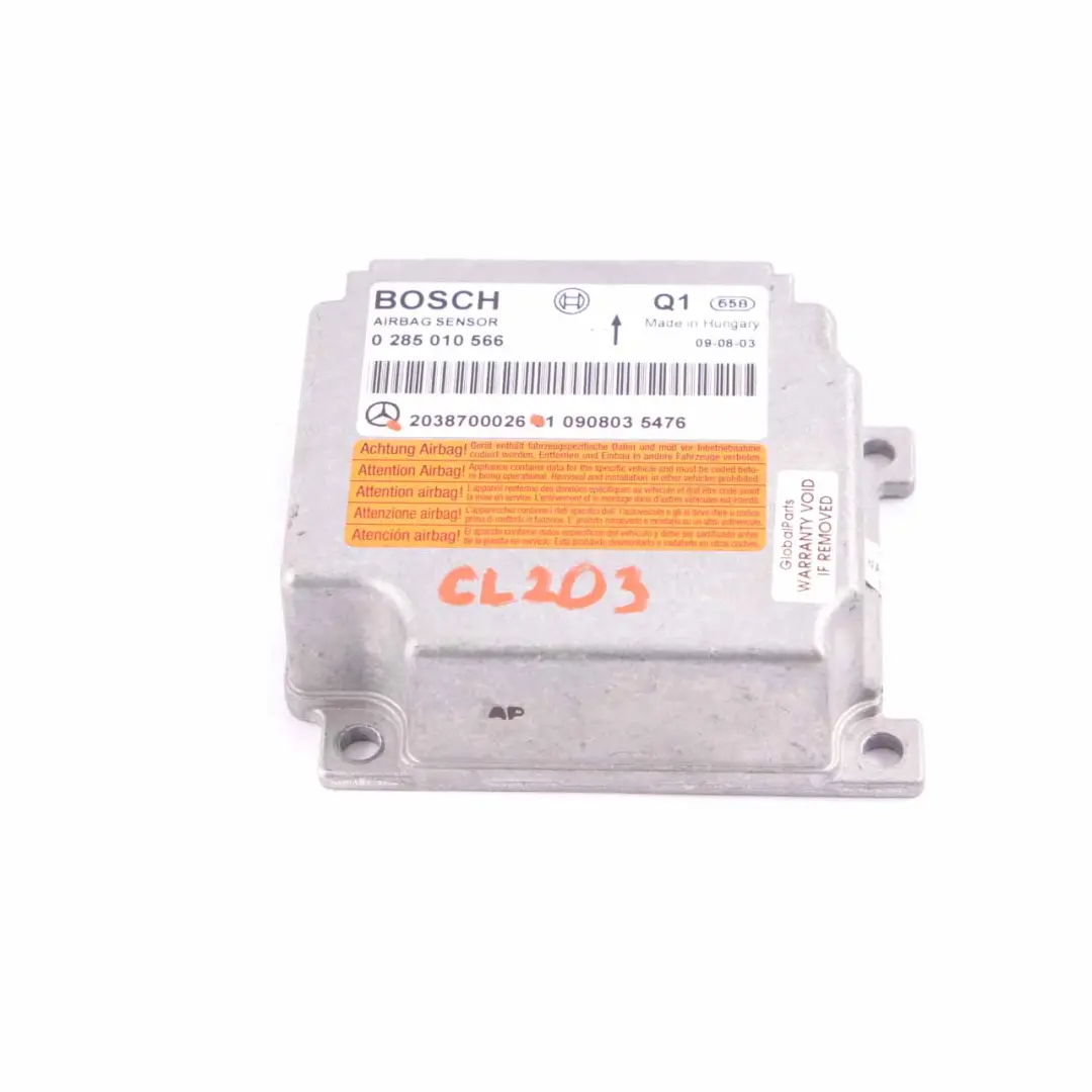 ECU Control Unit Crash Impact Sensor Air Module to Mercedes W203 with Part number A2038700026 Mercedes W203 ECU Control Unit Crash Impact Sensor Air Module - SKU A2038700026 - Part number A2038700026