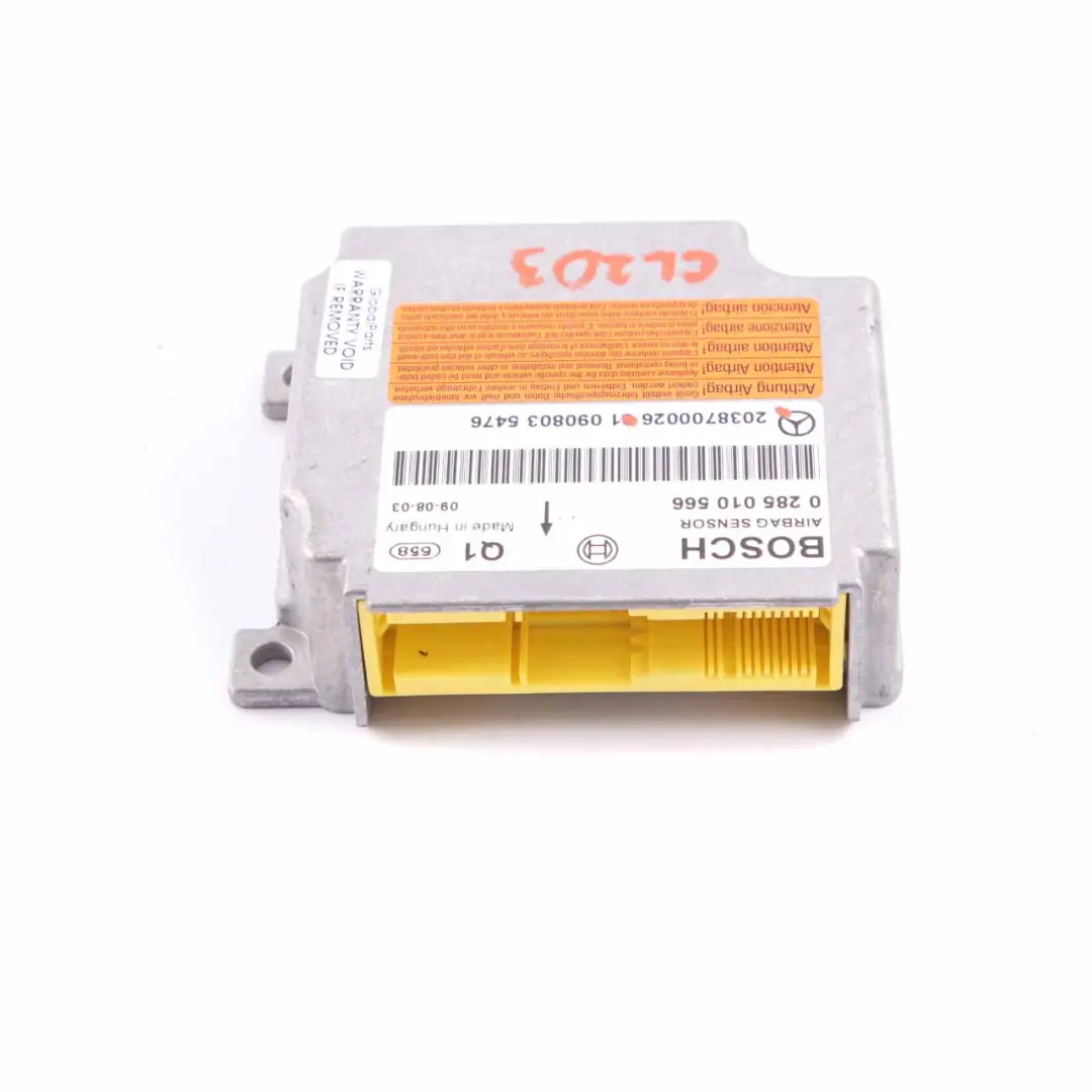 ECU Control Unit Crash Impact Sensor Module Airbag to Mercedes W203 with Part number A2038700026 Mercedes W203 ECU Control Unit Crash Impact Sensor Module Airbag - SKU A2038700026 - Part number A2038700026