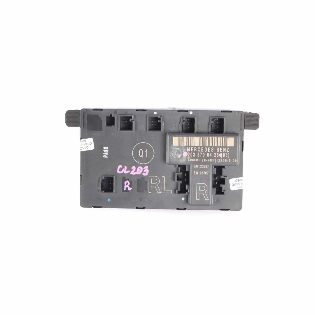 Module de porte avant droit Unité de contrôle pour Mercedes CL203 à propos du numéro de pièce A2038700426 Mercedes CL203 Module de porte avant droit Unité de contrôle - SKU A2038700426 - Numéro de pièce A2038700426
