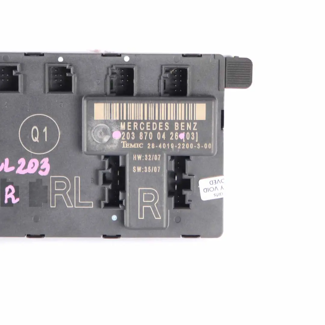 Módulo de puerta delantera derecha Unidad de control para Mercedes CL203 con número de pieza A2038700426 Mercedes CL203 Módulo de puerta delantera derecha Unidad de control - SKU A2038700426 - Número de pieza A2038700426