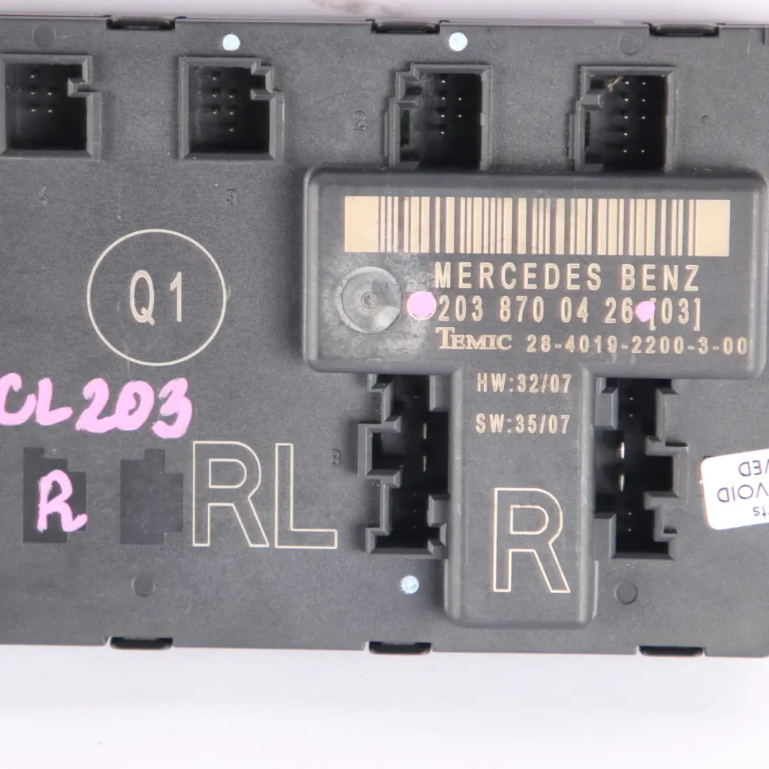  Door Module Mercedes CL203 Front Right O/S Control Unit - SKU A2038700426 - Part number A2038700426
