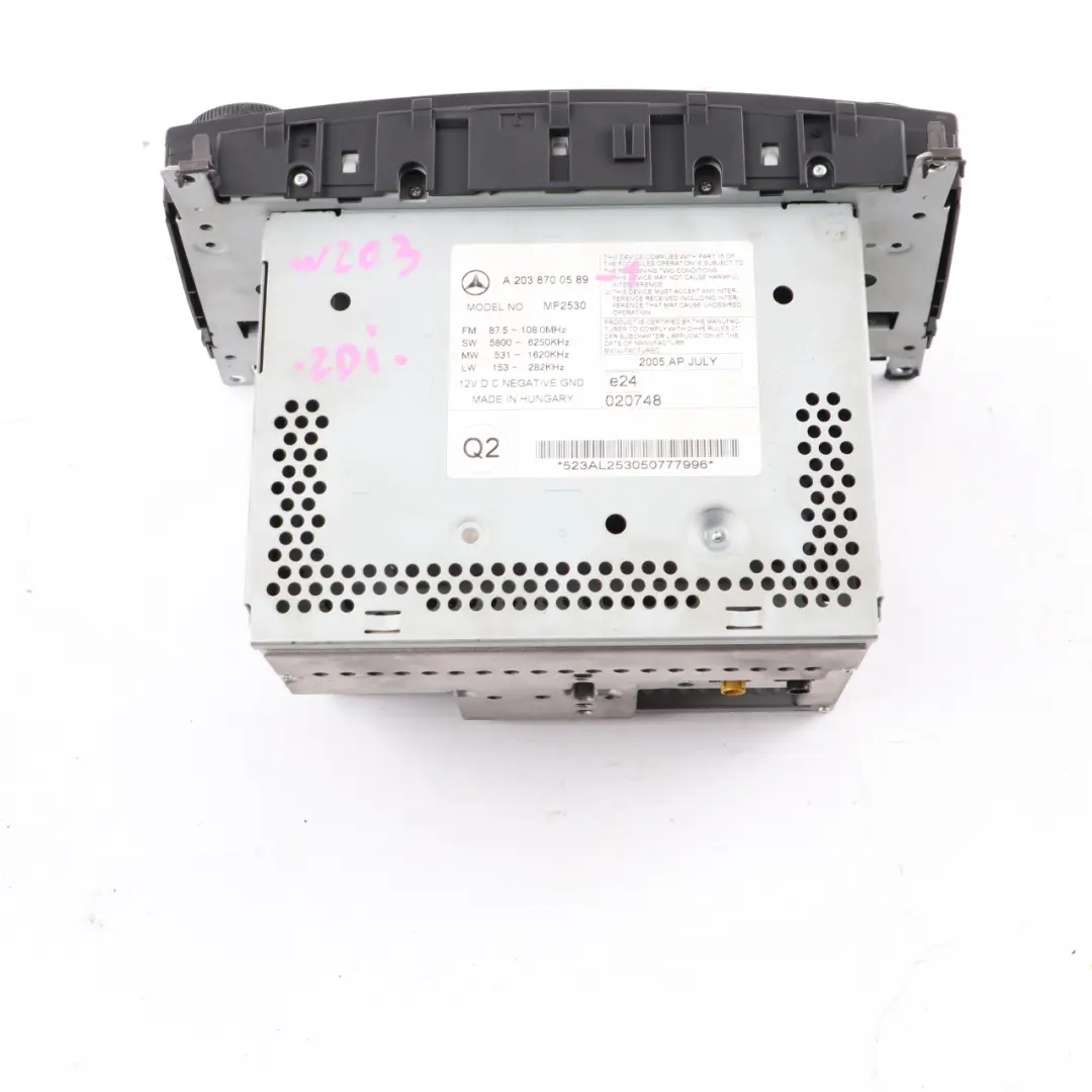 Media Player Radio Audio Stereo Head Unit to Mercedes W203 CD with Part number A2038700589 Mercedes W203 CD Media Player Radio Audio Stereo Head Unit - SKU A2038700589-1 - Part number A2038700589