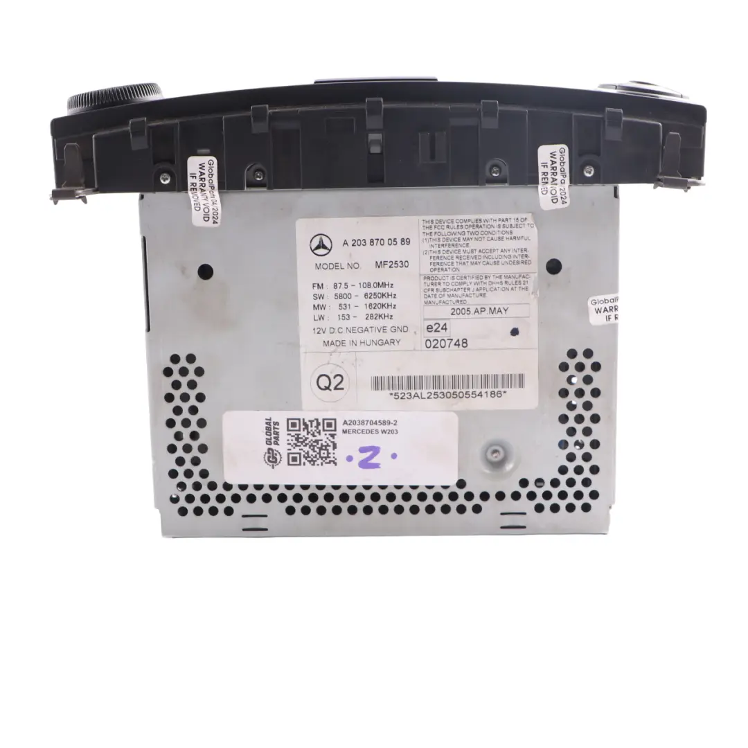 Media Player Radio Audio 20 Phone Head Unit to Mercedes W203 CD with Part number A2038704589 Mercedes W203 CD Media Player Radio Audio 20 Phone Head Unit - SKU A2038704589-2 - Part number A2038704589