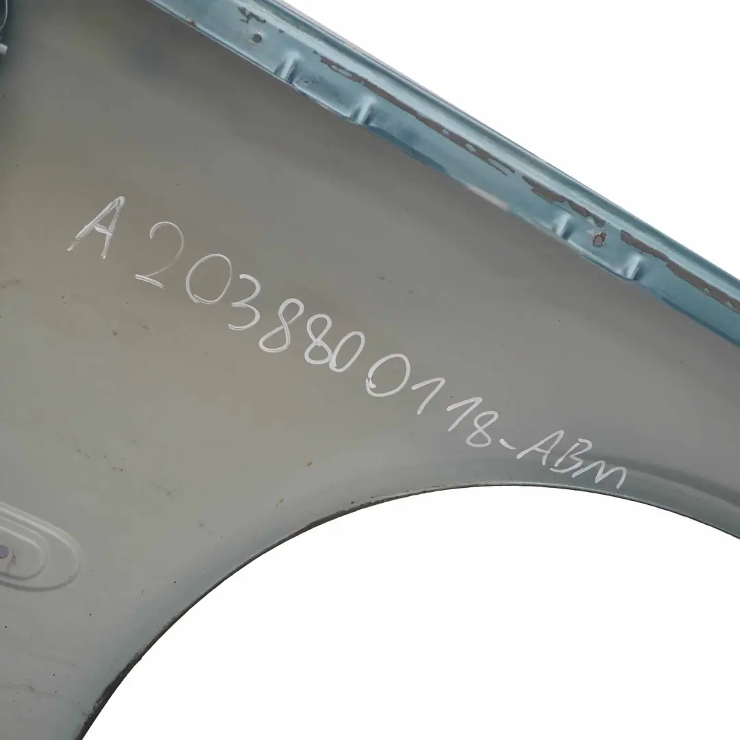 Side Wing Panel Front Left N/S Fender Aragonite Blue - 941 to Mercedes W203 with Part number A2038800118 Mercedes W203 Side Wing Panel Front Left N/S Fender Aragonite Blue - 941 - SKU A2038800118-ABM - Part number A2038800118