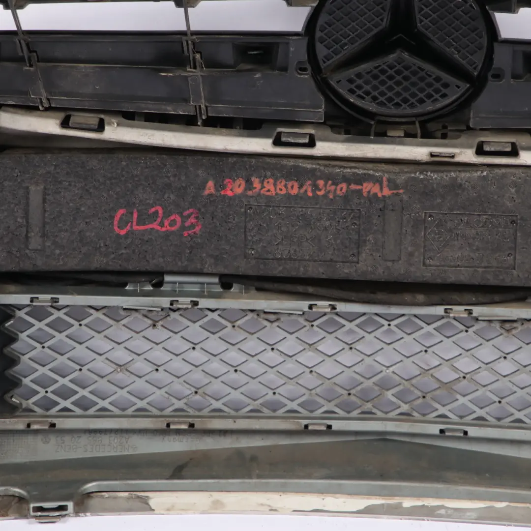 Bumper Front Trim Panel Cover Palladium Silver - 792 to Mercedes W203 CL203 with Part number A2038801340 Mercedes W203 CL203 Bumper Front Trim Panel Cover Palladium Silver - 792 - SKU A2038801340-PAL - Part number A2038801340