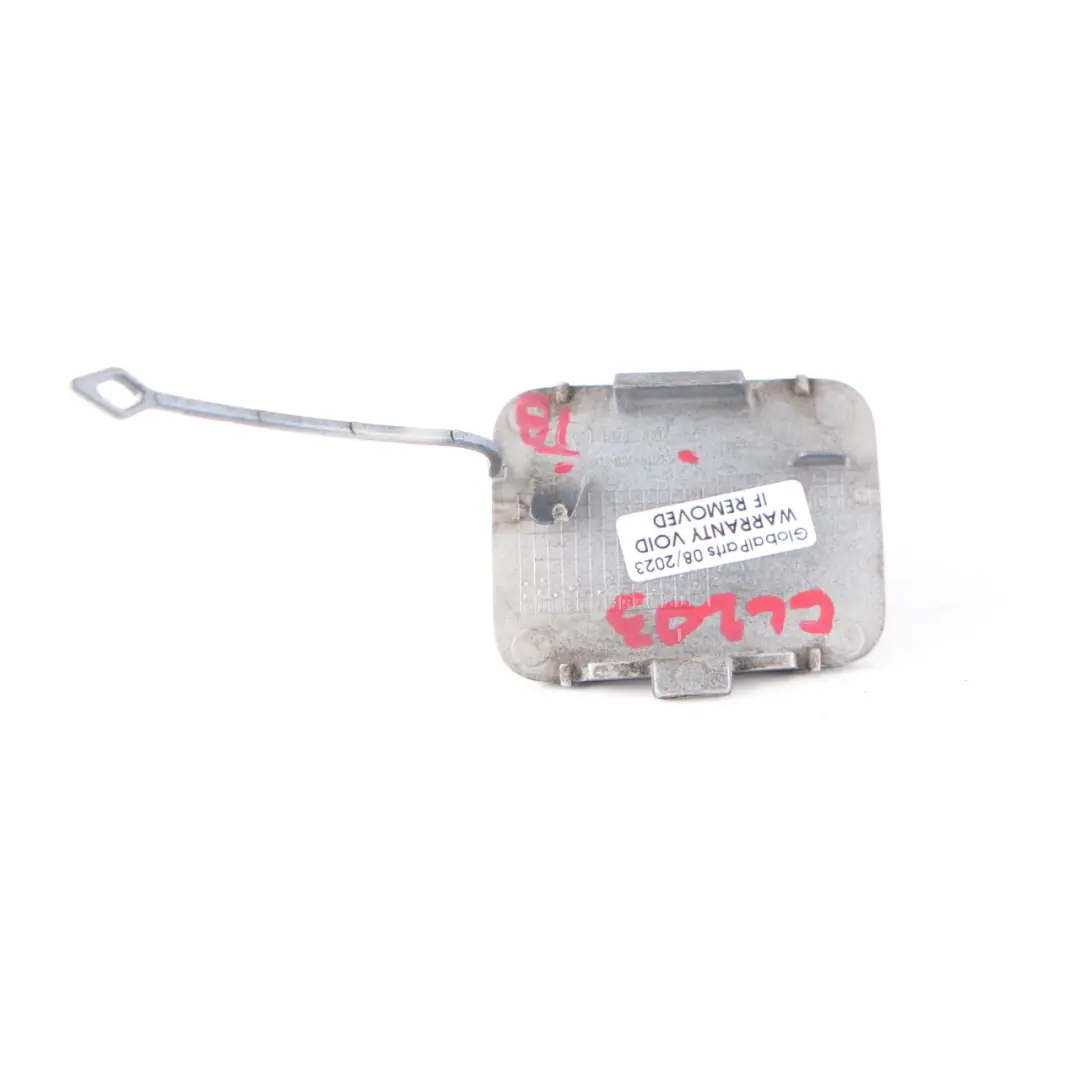 Bumper Flap Mercedes CL203 Towing Eye Cover Tanzanite Blue to Rear with Part number A2038851126 Rear Bumper Flap Mercedes CL203 Towing Eye Cover Tanzanite Blue - SKU A2038851126-TB - Part number A2038851126