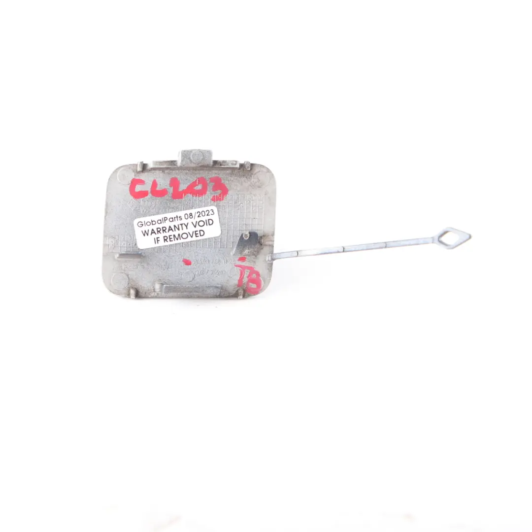 Bumper Flap Mercedes CL203 Towing Eye Cover Tanzanite Blue to Rear with Part number A2038851126 Rear Bumper Flap Mercedes CL203 Towing Eye Cover Tanzanite Blue - SKU A2038851126-TB - Part number A2038851126