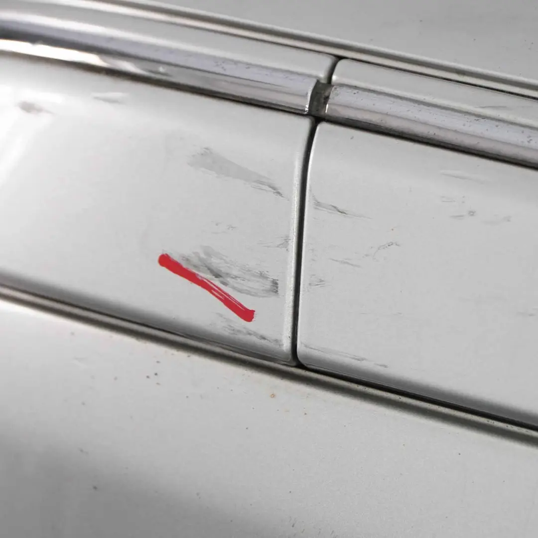 Bumper Trim Panel Brilliant Silver Metallic - 744 to Mercedes W203 Rear with Part number A2038851625 Mercedes W203 Rear Bumper Trim Panel Brilliant Silver Metallic - 744 - SKU A2038851625-BRS - Part number A2038851625