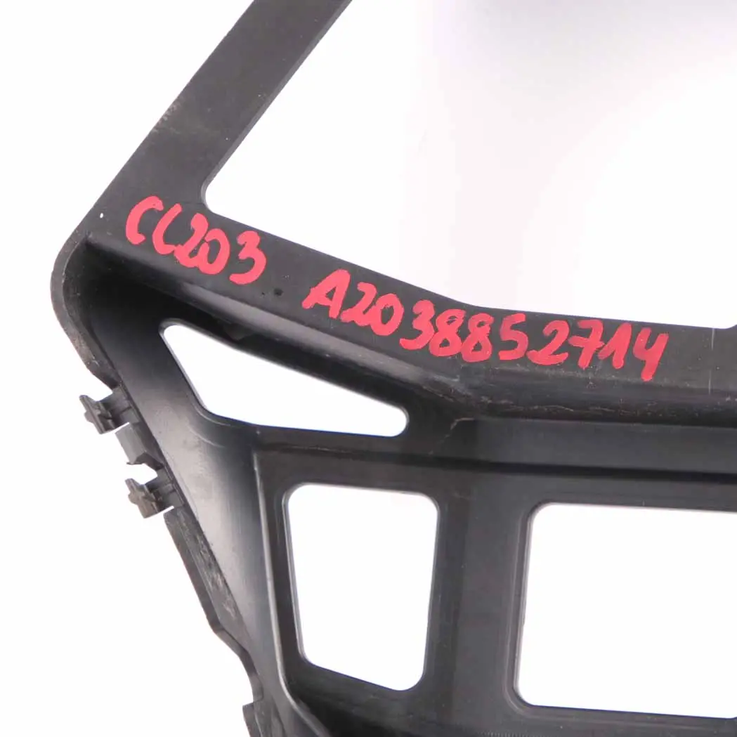 Bumper Bracket Left N/S Holder Mount Trim Strip to Mercedes CL203 Rear with Part number A2038852714 Mercedes CL203 Rear Bumper Bracket Left N/S Holder Mount Trim Strip - SKU A2038852714 - Part number A2038852714