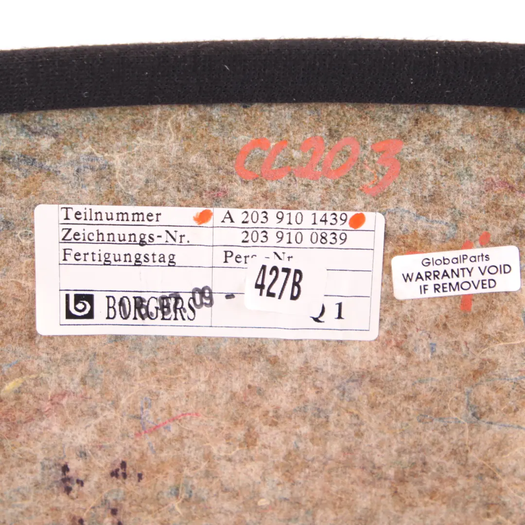 Mercedes CL203 W203 Panneau Siège Panneau Dossier Cache Arrière Noir - SKU A2039101439 - Numéro de pièce A2039101439