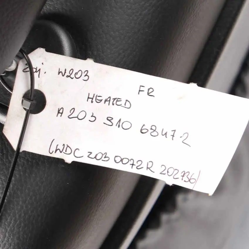 Front Seat Mercedes W203 Saloon Heated Black Leather Right O/S to with Part number A2039106847 Front Seat Mercedes W203 Saloon Heated Black Leather Right O/S - SKU A2039106847-2 - Part number A2039106847