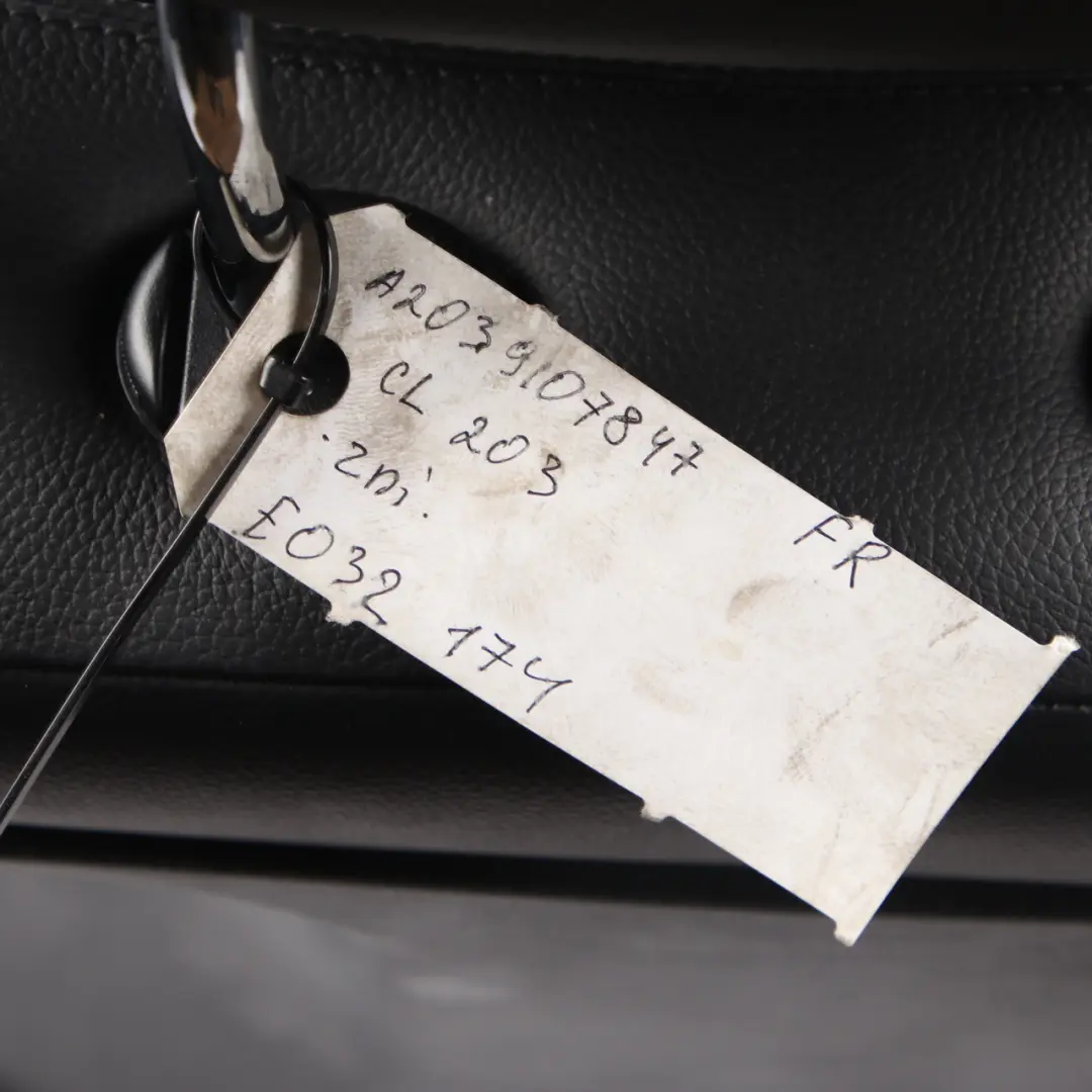 Backrest Front Heated Right O/S Covering Black Leather to Mercedes CL203 Seat with Part number A2039107847 Mercedes CL203 Seat Backrest Front Heated Right O/S Covering Black Leather - SKU A2039107847-1 - Part number A2039107847