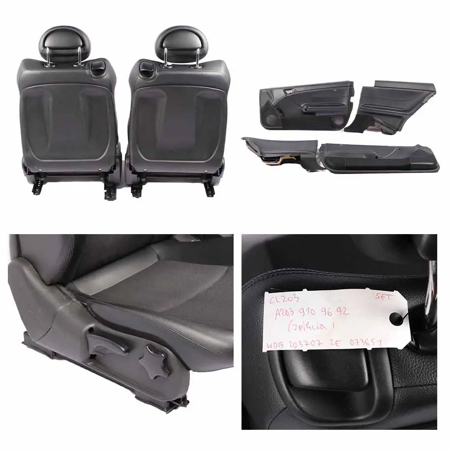 Seats Mercedes CL203 Coupe Fabric Leather ARTICO Black Interior Front Rear Seat - SKU A2039109692-1 - Part number A2039109692