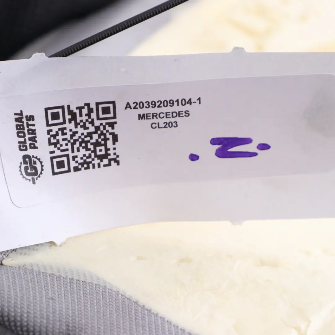 Backrest Lateral Panel Rear Seat Left N/S Cloth Leather Grey to Mercedes CL203 with Part number A2039209104 Mercedes CL203 Backrest Lateral Panel Rear Seat Left N/S Cloth Leather Grey - SKU A2039209104-1 - Part number A2039209104