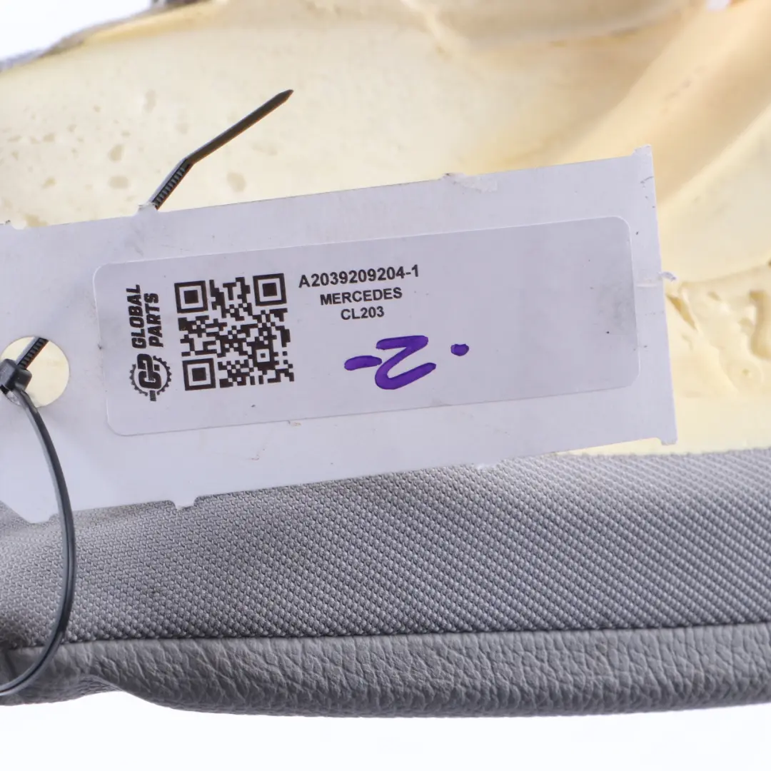 Backrest Lateral Panel Rear Seat Right O/S Cloth Leather Grey to Mercedes CL203 with Part number A2039209204 Mercedes CL203 Backrest Lateral Panel Rear Seat Right O/S Cloth Leather Grey - SKU A2039209204-1 - Part number A2039209204