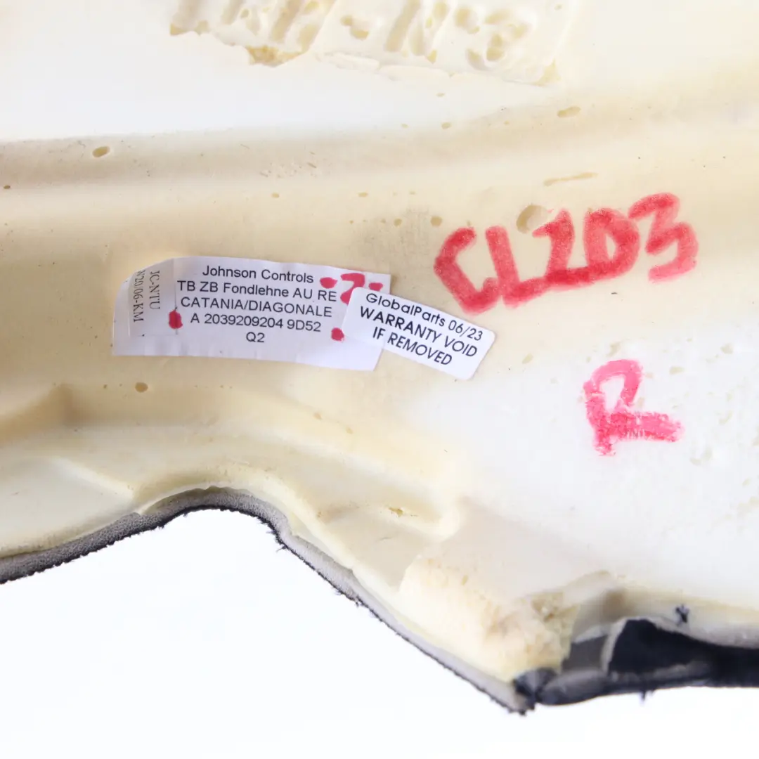 Backrest Lateral Panel Rear Seat Right O/S Cloth Leather Black to Mercedes CL203 with Part number A2039209204 Mercedes CL203 Backrest Lateral Panel Rear Seat Right O/S Cloth Leather Black - SKU A2039209204 - Part number A2039209204