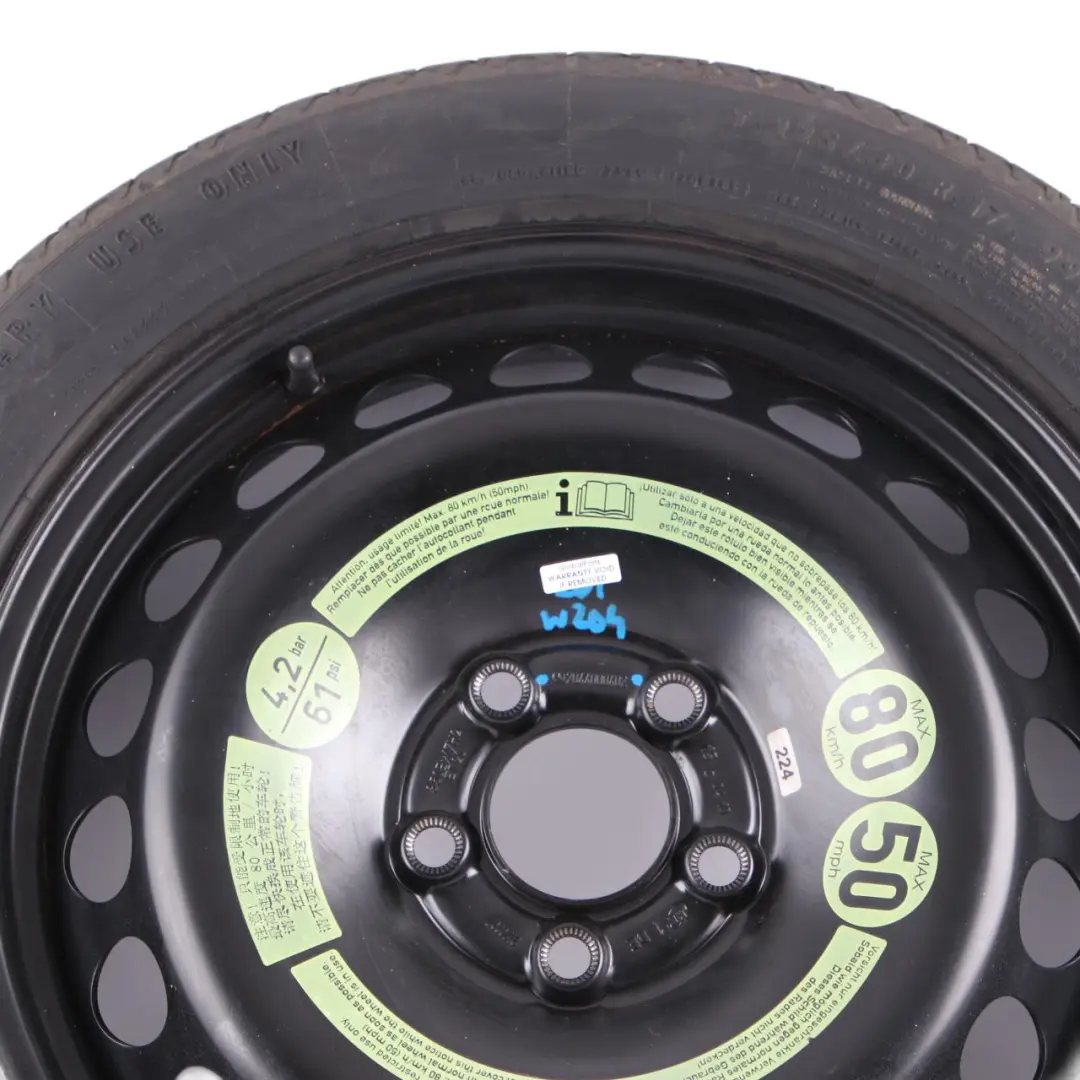 Mercedes W204 Continental Spare Wheel Steel Tyre R17 125/80 - SKU A2044000402 - Part number A2044000402