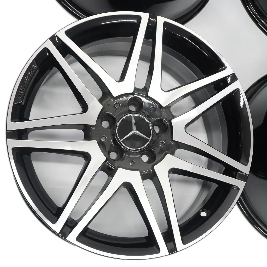 4x AMG Leichtmetallfelge 18" 7,5J/8,5J 7 Doppelspeiche poliert Mercedes W204 - SKU A2044010604/A2044010704-SET - Teilenummer A2044010604/A2044010704