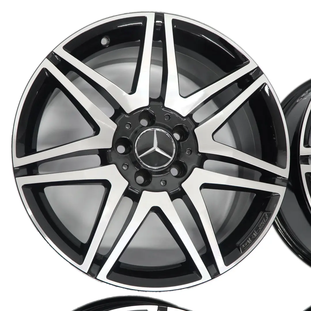4x AMG Leichtmetallfelge 18" 7,5J/8,5J 7 Doppelspeiche poliert Mercedes W204 - SKU A2044010604/A2044010704-SET - Teilenummer A2044010604/A2044010704