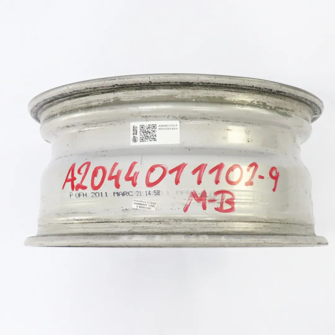  Llanta de aleación gris Mercedes W204 de 7 agujeros 16" ET:43 7J - SKU A2044011102-9 - Número de pieza A2044011102