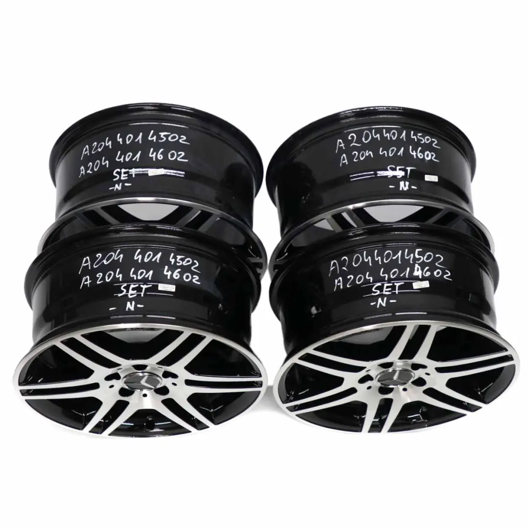 4x AMG Cerchio in lega 17" 7,5J/8,5J 6 a due razze lucidato per Mercedes W204 con numero di parte A2044014502/A2044014602 Mercedes W204 4x AMG Cerchio in lega 17" 7,5J/8,5J 6 a due razze lucidato - SKU A2044014502/A2044014602-SET - Numero di parte A2044014502/A2044014602