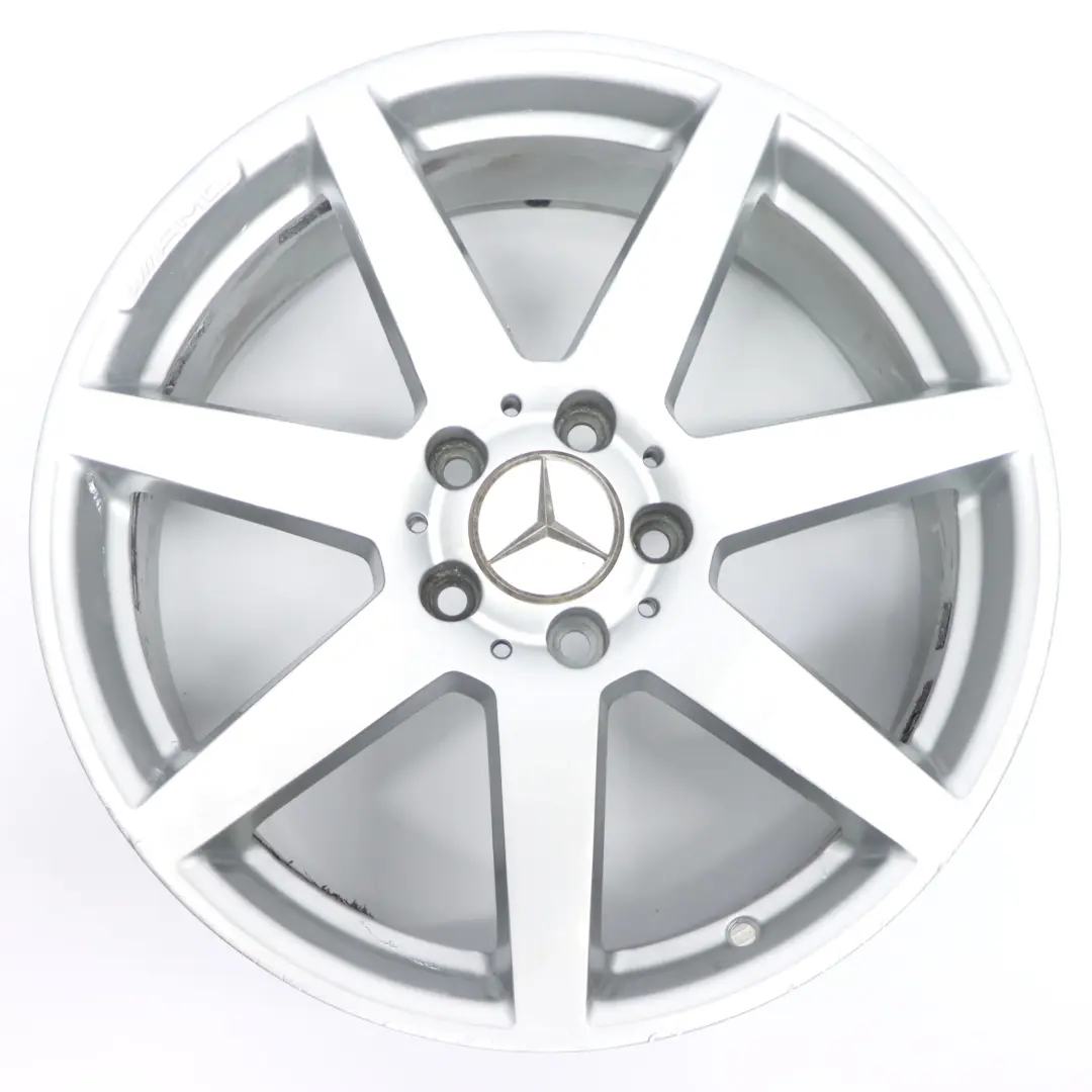 7-Spoke Front Silver AMG Alloy Wheel Rim 18" 8J ET:50 to Mercedes W204 with Part number A2044019802 Mercedes W204 7-Spoke Front Silver AMG Alloy Wheel Rim 18" 8J ET:50 - SKU A2044019802-3 - Part number A2044019802