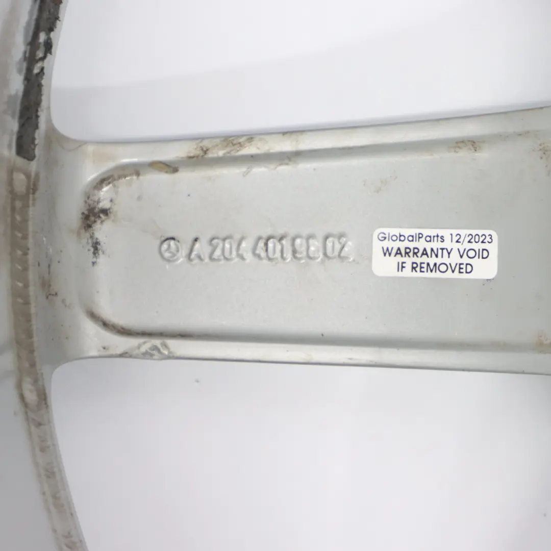 Mercedes W204 7-Spoke Front Silver AMG Alloy Wheel Rim 18" 8J ET:50 - SKU A2044019802-3 - Part number A2044019802
