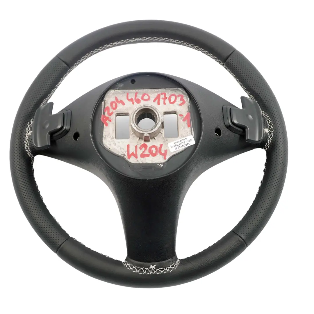 Leather Sport Steering Wheel Paddle Shift White Mercedes W204 NEW Black - SKU A2044601703-1 - Part number A2044601703