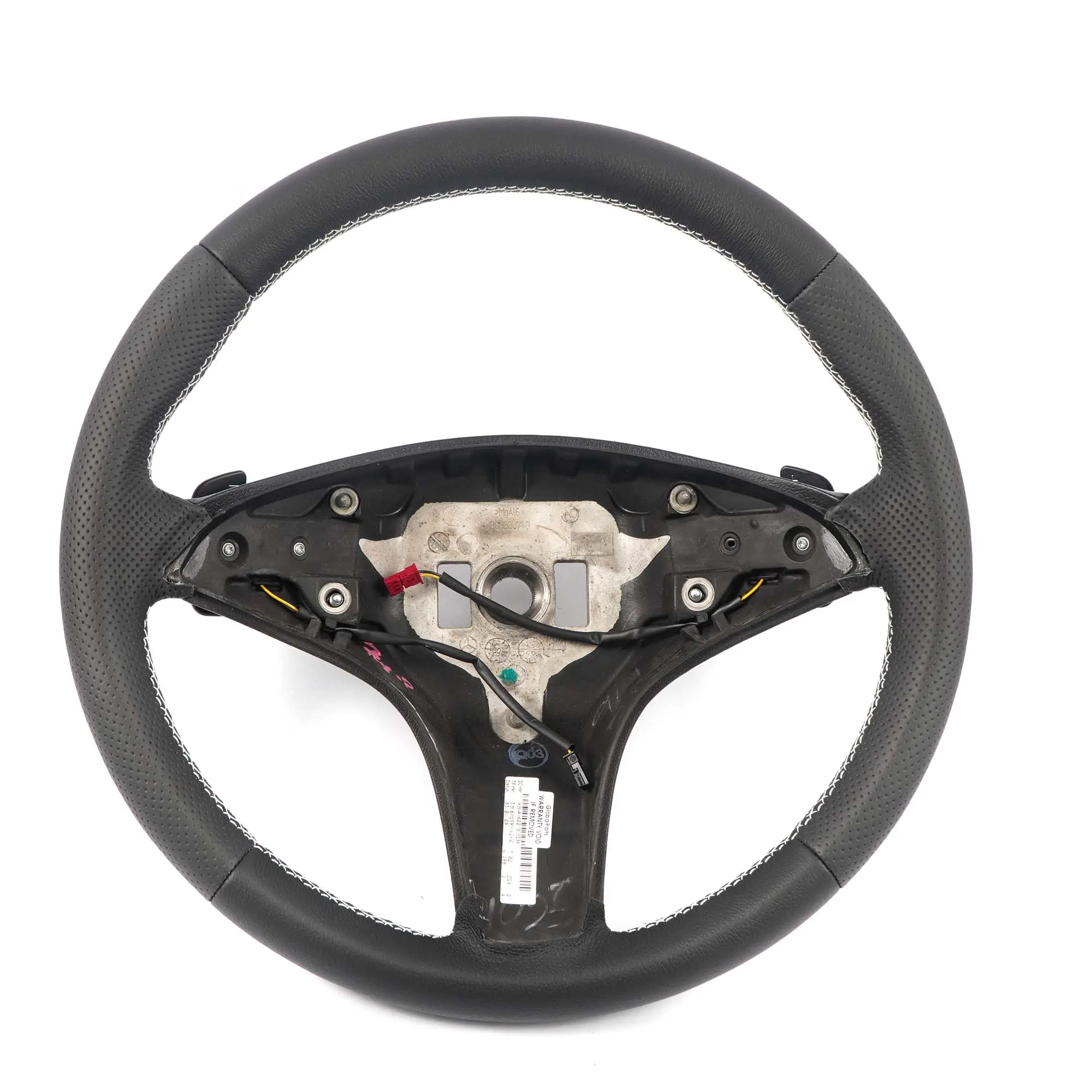 Mercedes W204 NUEVO Volante deportivo De cuero negro Paddle Shift Hilos blancos