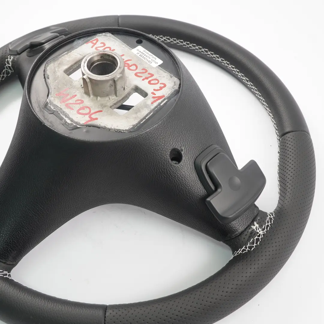 Leather Sport Steering Wheel Paddle Shift White Threads to Mercedes W204 NEW Black with Part number A2044602703 Mercedes W204 NEW Black Leather Sport Steering Wheel Paddle Shift White Threads - SKU A2044602703-1 - Part number A2044602703