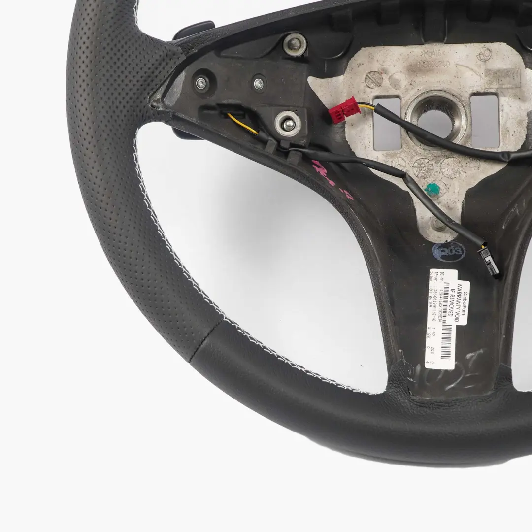 Mercedes W204 NUEVO Volante deportivo De cuero negro Paddle Shift Hilos blancos - SKU A2044602703-1 - Número de pieza A2044602703