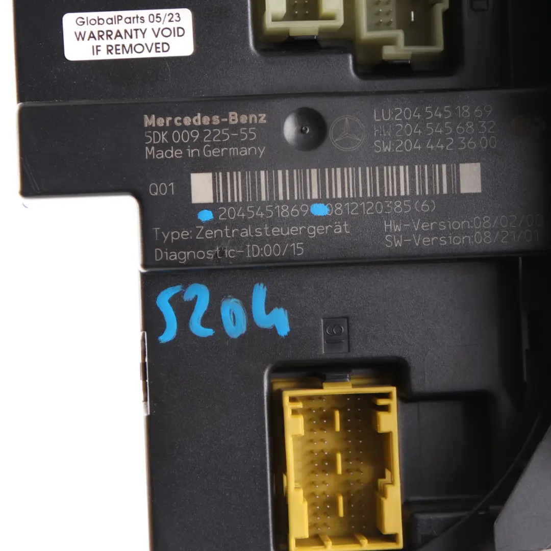 SAM Control Unit Module Fuse Box Relay to Mercedes W204 with Part number A2045451869 Mercedes W204 SAM Control Unit Module Fuse Box Relay - SKU A2045451869 - Part number A2045451869